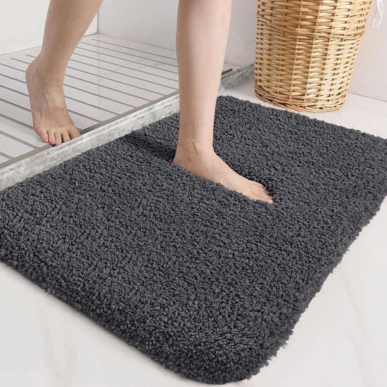 Homaxy Memory Foam Badmat, antislip, wasbaar, zacht, absorberend, badvoorlegger, gemakkelijk te onderhouden, douchemat - 50 x 76 cm, zwart
