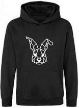 Be Friends Hoodie - Konijn - Kinderen - Zwart - Maat 9-10 jaar