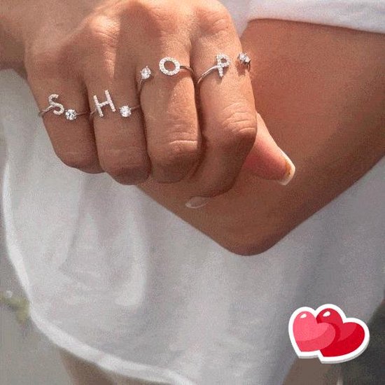 Bagues en argent Bague lettre W avec zircone Reglable avec la lettre W Argent. bol
