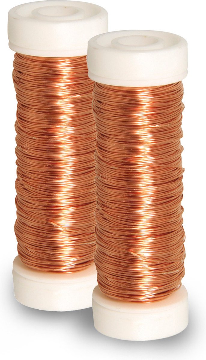 Rayher Sieraden maken draad - 2x - koper - 0.3 mm dik - 50 meter snoer - haakdraad - bindmaterialen - rijgkoord