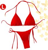 Livano Bikini Dames - Meisjes Bikini - Badpak - Push Up - Vrouwen Badkleding - Zwemmen - Sexy Set - Top & Broekje - Rood - Maat L