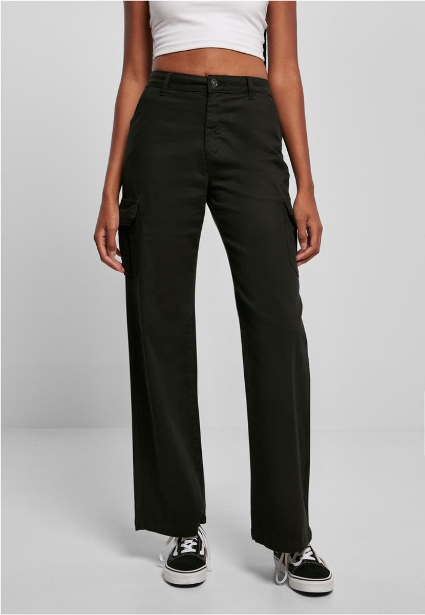 Urban Classics High Waist Straight Cargobroek Taille 30 inch Zwart