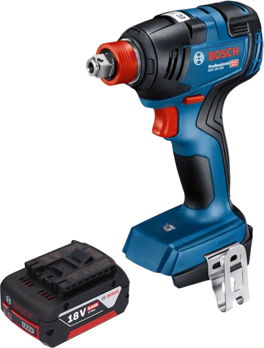Bosch GDX 18V-200 Professionele accu-slagmoersleutel 18 V 200 Nm borstelloos + 1x oplaadbare accu 5.0 Ah - zonder oplader