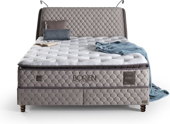 Pointhome - Bambi - Parure de lit à sommier Set 180 x 200 H3, lit chambre Borjen, 1 x Matras avec Topper, 1 x tiroir de lit, 1 x tête de lit