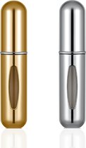 Parfum Verstuiver Navulbaar - Mini Parfum Flesje - Parfum Reisflesje - 2 Stuks - 5 ML - Goud & Zilver