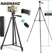 Nagnahz Tripod voor Telefoon - 150cm Video-opname Telefoonstatief - Met Bluetooth Afstandsbediening - Universele Camera Telefoon Fotografie Stand - NA-3150-B