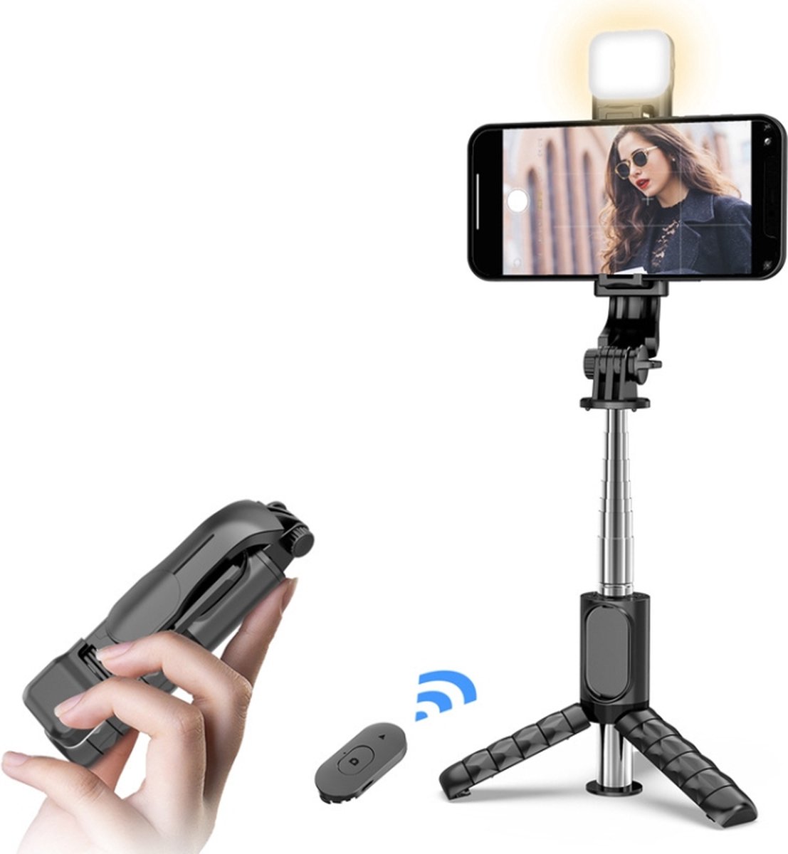 Selfie Stick - Smartphone - Bluetooth - Led licht - inclusief afstandsbediening - SelfieStick