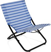 Strandstoel belastbaar tot 100 kg – inklapbaar – draaggreep – blauw-wit gestreept – CH-0420 beach sling chair
