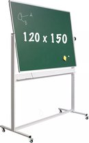 Krijtbord Deluxe Quincy - Magnetisch - Dubbelzijdig - Kantelbaar bord - Schoolbord - Eenvoudige montage - Emaille staal - Groen - 120x150cm