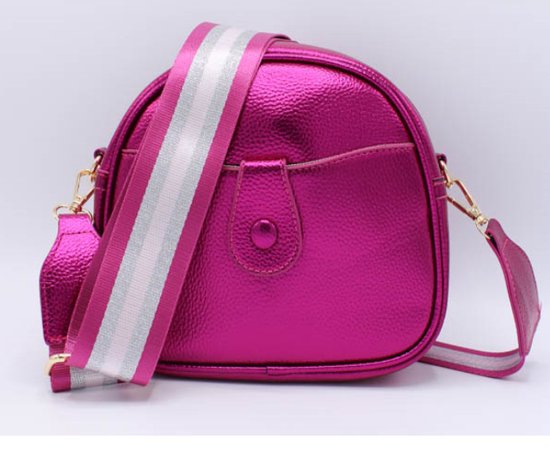 Metalic Cross Body Bag Sizzle – Fuchsia - roze metalic tas - metalic tasje - fuchia tas