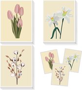 Schilderen op nummer volwassenen - bloemen 3 stuks boeket van kleuren op nummer met 6 penselen, geschikt voor elke wanddecoratie als verjaardagscadeau, 30 x 40 cm (niet ingelijst