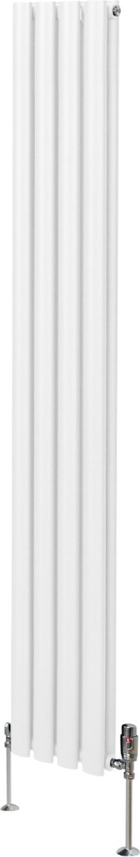 Ovale radiator + trv-chroomkranen - wit - 1800mm x 240mm - 3211 btu