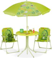 Picknicktafel Kinderen met Parasol - Speeltafel - Zandtafel - Kinder Tuinset - Camping - Groen