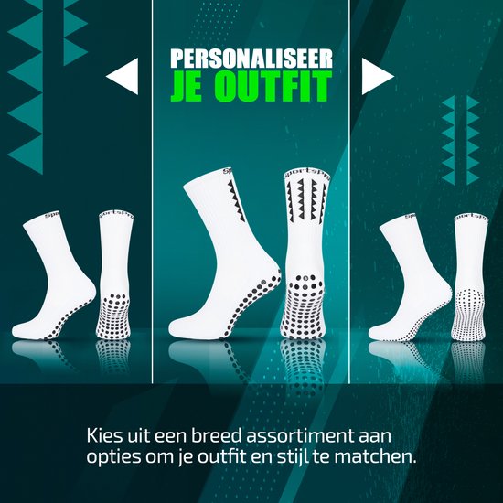 Racetex Grip sokken voetbal wit [3-PACK] - Ademende Grip socks - Voetbalsokken Heren en Dames - Antislip en Zweetbestendige Heren Voetbalsokken voor optimaal comfort