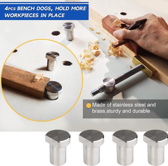 Lot De 2 Étaux D'Établi Avec 4 Bench Dogs – Serre-Joints Menuiserie 20 Mm – Fixation Rapide Et Solide Pour Travail Du Bois