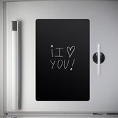 Magneetbord voor koelkast Noir zwart kleur magnetisch met pen en gum PP plastic 42