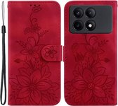 Coverup Bloemen Book Case - Geschikt voor Xiaomi Poco X6 Pro 5G Hoesje - Rood