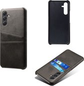 Samsung Galaxy A55 Hoesje - MobyDefend Lederen Backcover Met Vakjes Voor Pasjes - Zwart - GSM Hoesje - Telefoonhoesje Geschikt Voor Samsung Galaxy A55