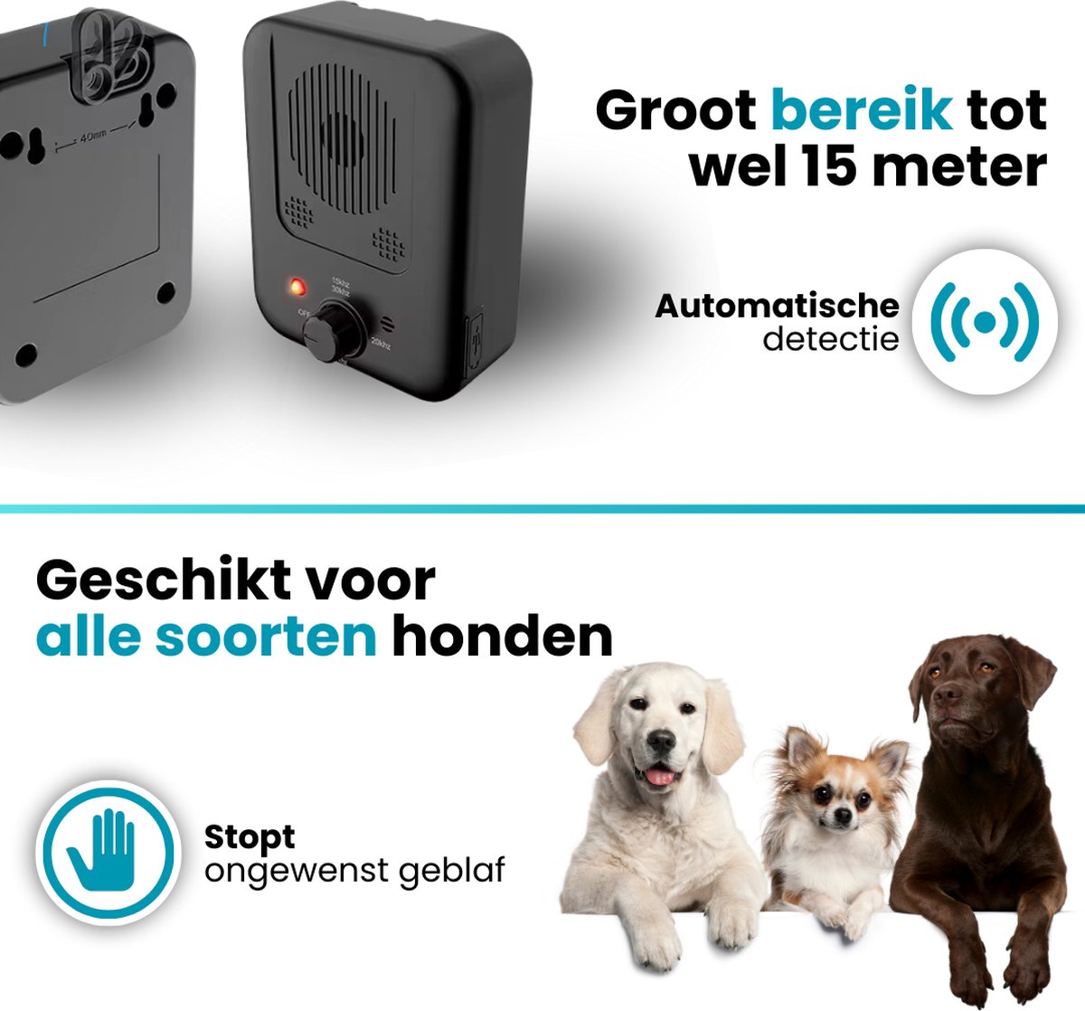 Antibell Ultrasonico Portatile Per Cani - Ricaricabile USB, Torcia LED, 3 Canali Per Taglie Diverse - Foto 4