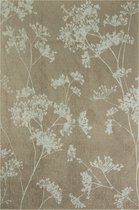 Parsley grijs bloementapijt met elegant wit bloempatroon - Tapijt - Vloerkleed - 140 x 200 cm