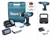 Makita HP488D011 Accu-klopboor/schroefmachine 18 V 1.5 Ah Li-ion Incl. 2 accus, Incl. lader, Incl. koffer, Incl. access