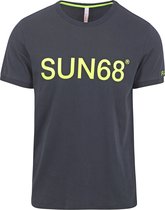 Sun68 - T-Shirt Print Logo Navy - Heren - Maat M - Modern-fit