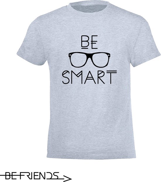 Be Friends T-Shirt - Be Smart - Kinderen - Licht blauw - Maat 4 jaar