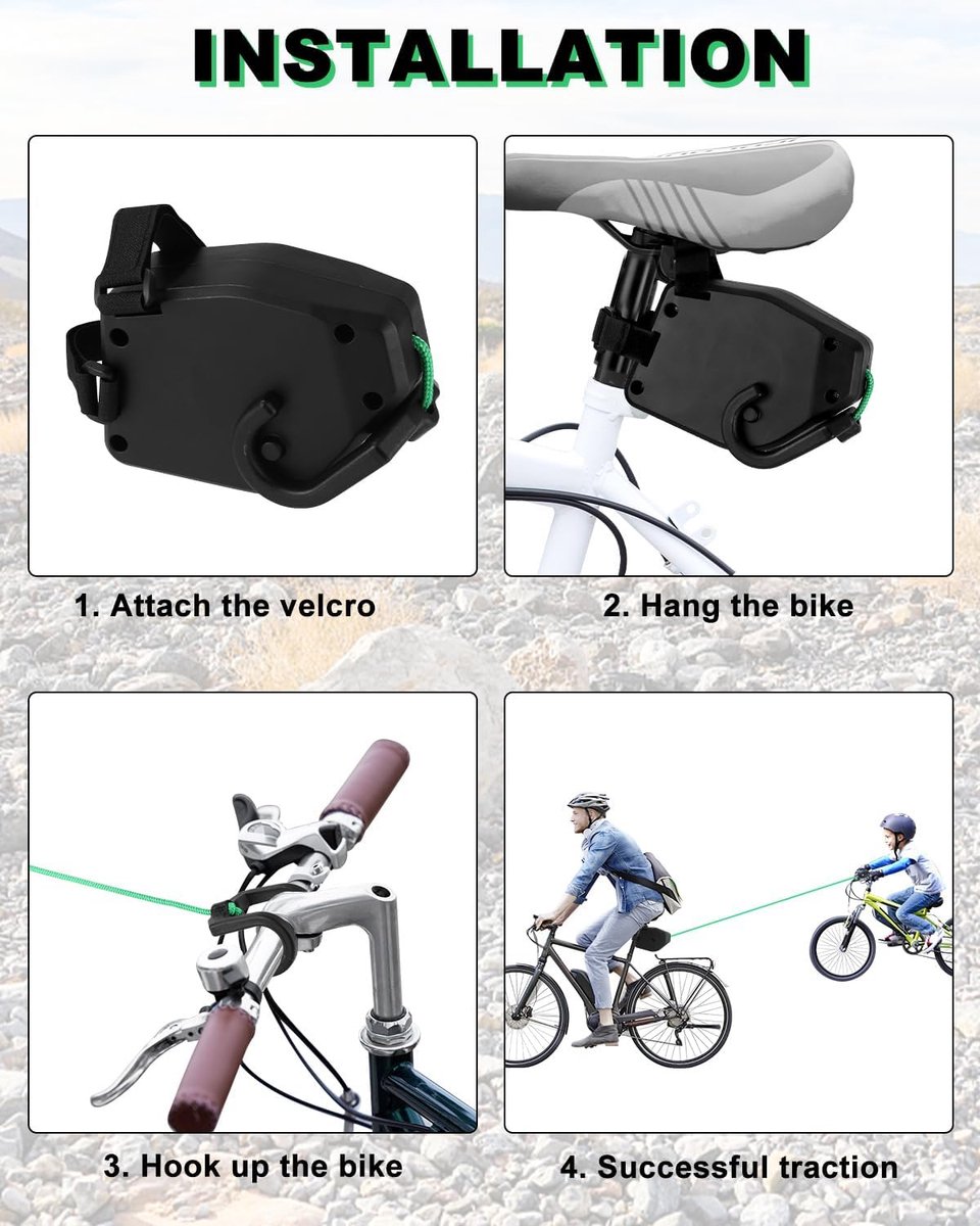 Corde De Remorquage Vélo Enfant – 2,5 M – Nylon Extensible – Fixation Rapide – Pour VTT Et Balades Familiales