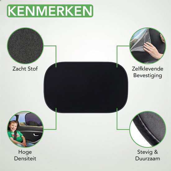 Travelhawk Zonnescherm Auto Baby - 2 Stuks - Zonwering Auto - UV Protectie voor Baby en Kind - Zonwering Zijruiten - Zelfklevend - Zwart van Travelhawk — afbeelding 4