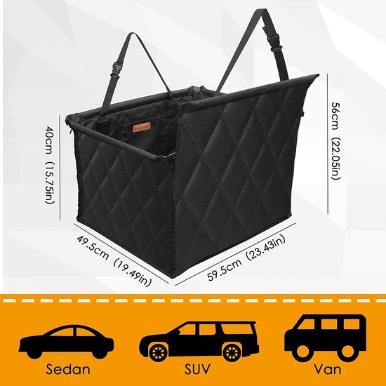 Siège Auto Chien - Panier Voiture Sécurisé Pour Petit Et Moyen Chien, Noir