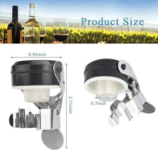 Handmatige Wijnstop Hendelarm Flessenstoppen Herbruikbare Fles Wijnflesstoppen Vacuüm Wijnstoppen Afdichting Lekvrij Houdt Wijn Vers Voor Wijn Champagne Bier Koolzuurhoudende Dranken 9 PCS (Zwart
