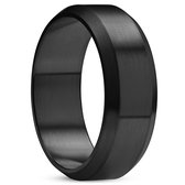 Lucleon - Ferrum - Zwarte roestvrijstalen ring voor heren - 8 mm