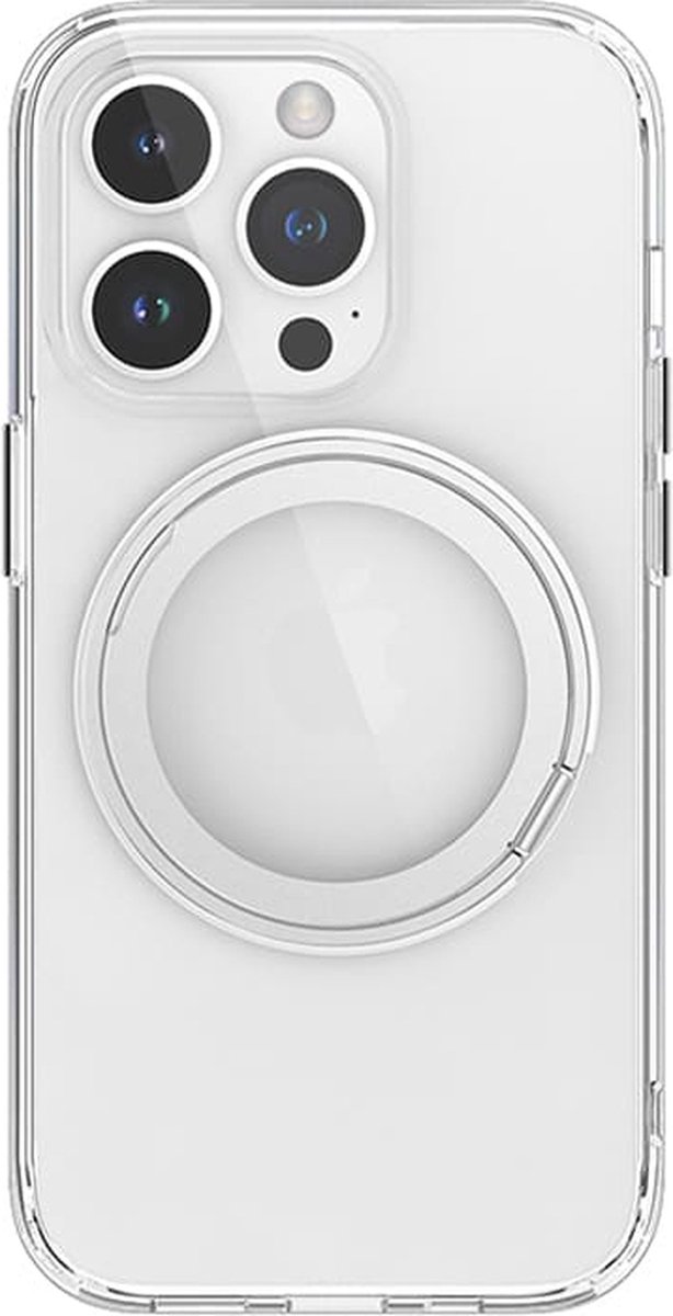 Casify geschikt voor iPhone 15 Pro MagSafe Hoesje met 360° verstelbaar Kickstand Standaard - Transparant