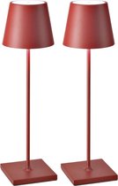 2 Stuks - Oplaadbare Tafellamp - Dimbaar - Aluminium - Bureaulamp - Waterdicht - 38CM - Rood