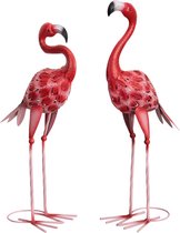 Metalen Flamingo Tuinbeelden Rode Flamingo Tuinkunst Outdoor Sculpturen voor Thuis Patio Gazon Achtertuin Decoratie 2 stuks