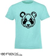 Be Friends T-Shirt - Panda - Kinderen - Mint groen - Maat 10 jaar