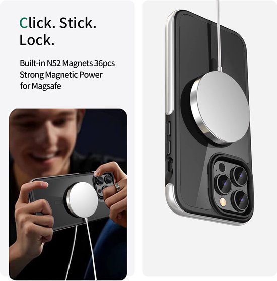 IYUPP Bumper - Convient pour iPhone 15 Pro Case - Convient pour MagSafe - Zwart - Antichoc