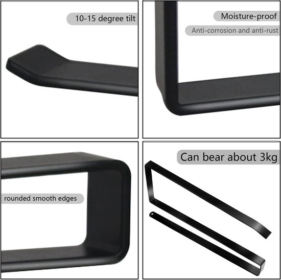 Porte-rouleau de cuisine sans perçage, porte-rouleau de cuisine, armoire, porte-rouleau de papier noir, essuie-tout, porte-rouleau pour cuisine, salle de bain, rangement et organisation, 2 pièces