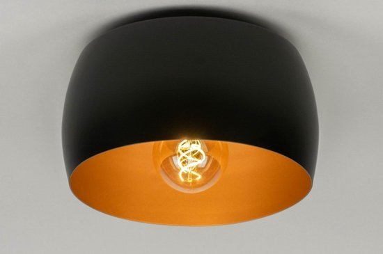 Lumidora Plafondlamp 73032 - Plafonniere - ZWEEDS - E27 - Zwart - Goud - Aluminium - ⌀ 32 cm