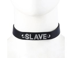 Smart Moves - Collar met Strass Letters SLAVE - Zwart