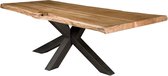 1x Table à manger en Acacia - Tronc d'arbre - Pied d'araignée élégance 5x10 -160x90 cm - Laque de Skylt laquée mate - 3,8 / 4 cm d'épaisseur.