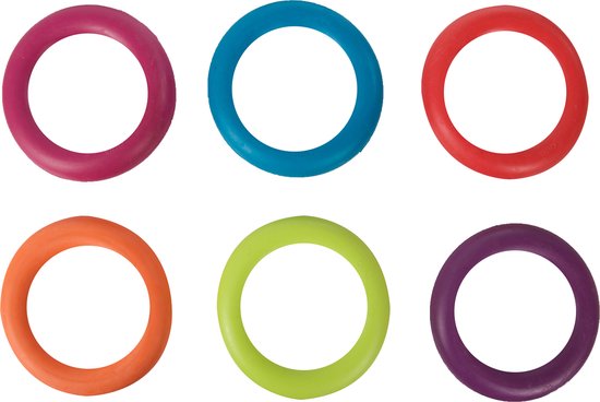 Flamingo Hondenspeelgoed Rubber Ring - Roze/Blauw/Rood/Oranje/Geel/Paars - 15 cm