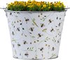 Esschert Design Emmer/plantenpot/bloempot Happy Bee - zink - print - L26 x D24 X H19 cm