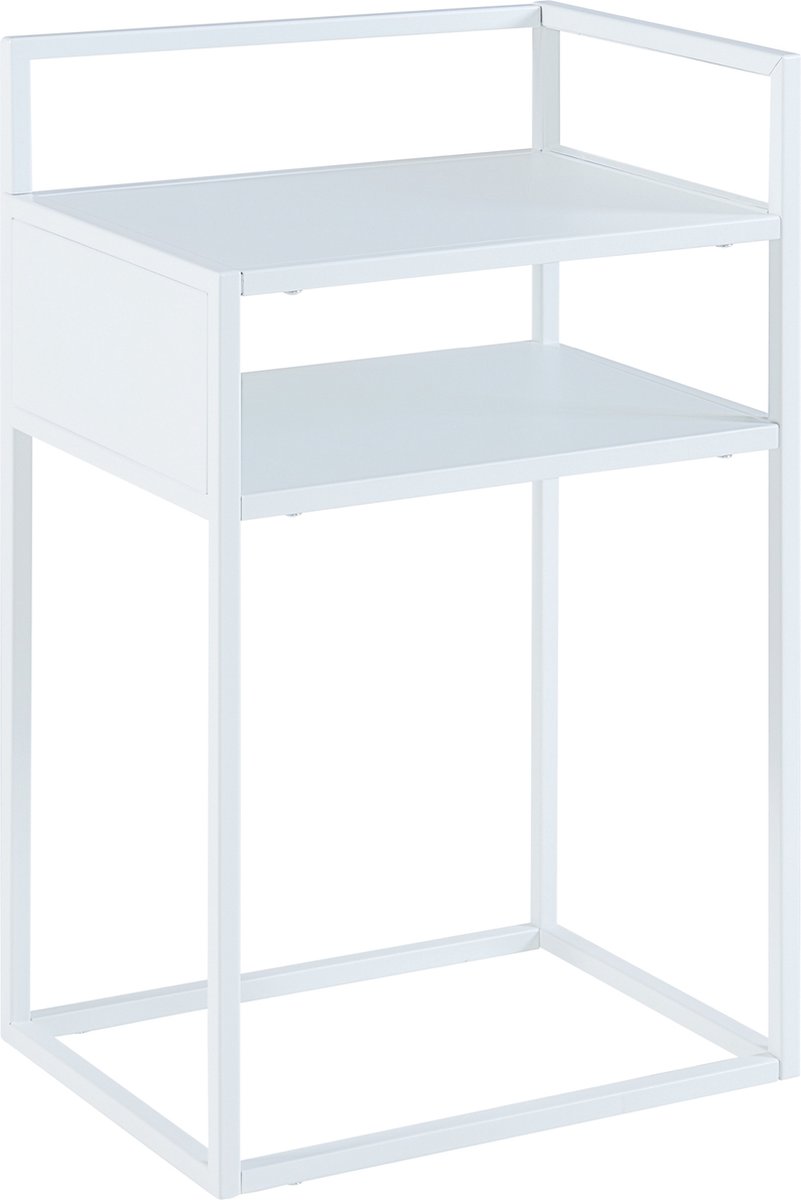 Bijzettafel Riihimäki met plank 65x40x30 cm wit mat