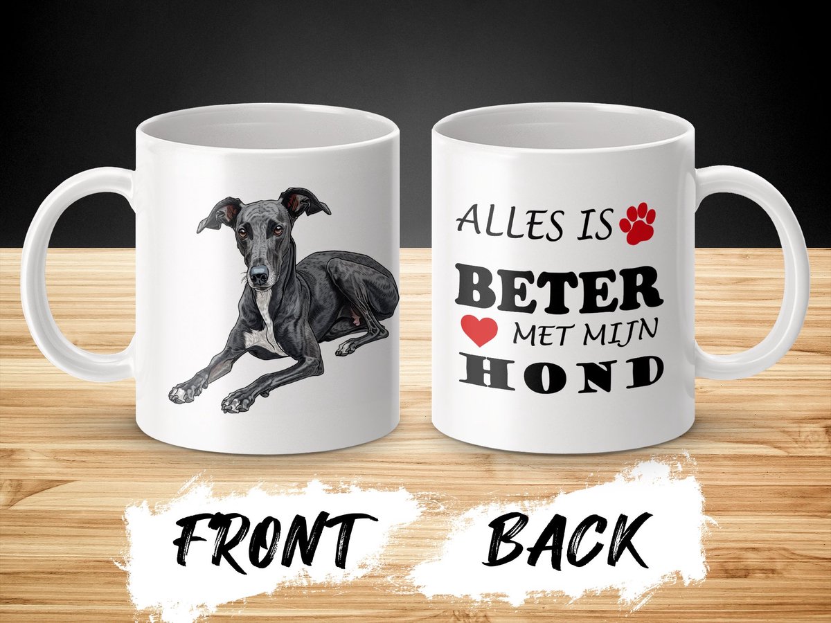 Mok Greyhound Alles is beter met mijn hond - dog - doglover