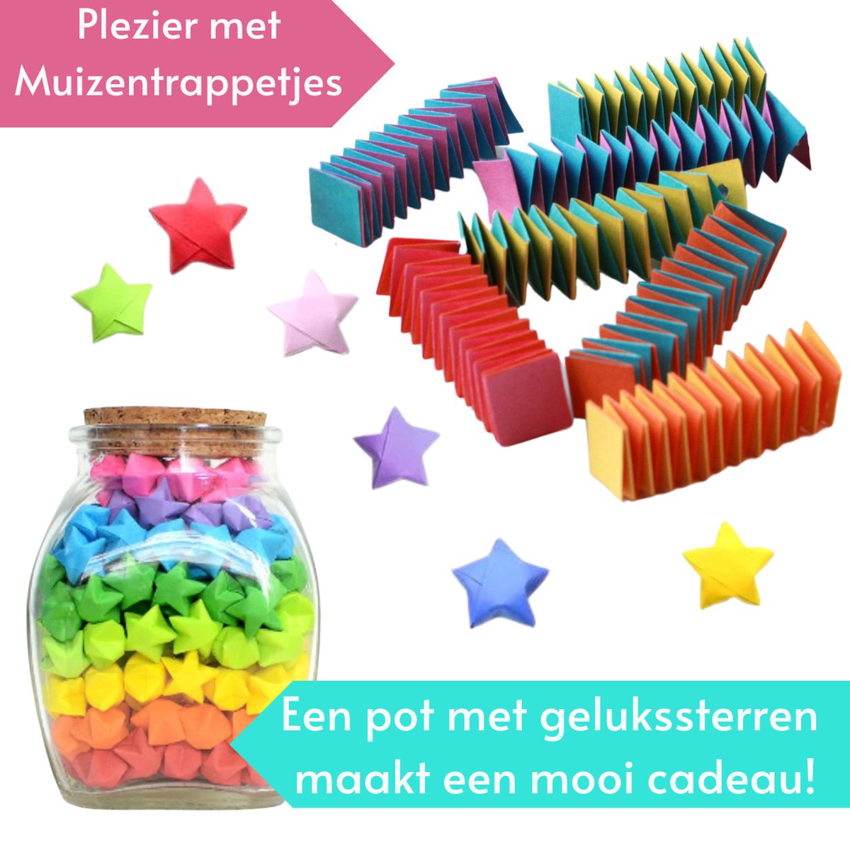 Papierstroken in 10 kleuren - 1030 stuks - 1CM x 24CM - Vlechtstroken - Origami Papier voor sterren - Lucky Stars vouwen — afbeelding 2