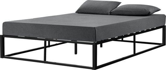 In And OutdoorMatch Metalen Bed Servio - Met Lattenbodem - Zwart - 180x200 cm - Staal Poedercoating