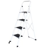 IVOL Escalier domestique 4 marches - Escalier de cuisine Pliable - Grijs - Antidérapant - Max. hauteur 93cm