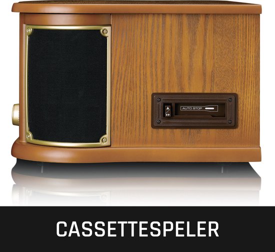 Classic Phono Retro Platenspeler - Bluetooth - Auto-stop -Radio CD en Cassettespeler - TCD-2551WD - Hout — afbeelding 3