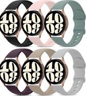 Podec Smartwatch Multicolor Set van 6 - Siliconen Bandje 20mm - Horlogebandje geschikt voor Samsung Galaxy Watch Active / Active2 40 & 44mm / Galaxy Watch 3 41mm / Galaxy Watch 42mm / Galaxy Watch 4 & 4 Classic / Watch 5 / 5 Pro / Watch 6 / 6 Classic